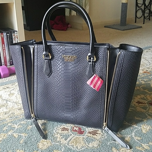 Victoria's Secret | Bags | Victorias Secret Black Leather Vip Satchel ...
